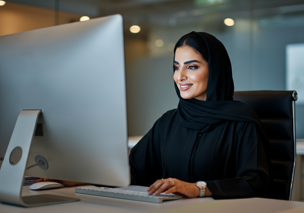 saudi woman working remotely from home - ka.nz