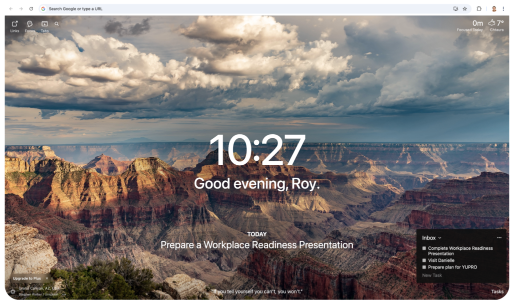 a desktop image showing the momentum google chrome extension