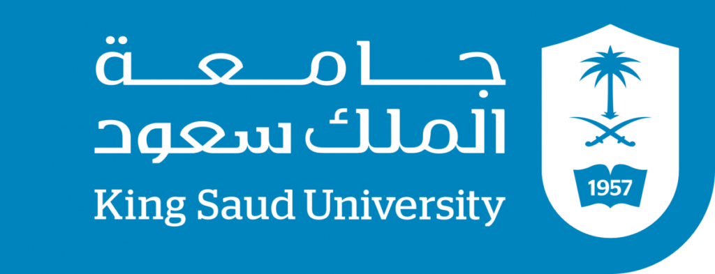 Logo of King Saud University featuring Arabic and English text with a shield emblem displaying a palm tree, crossed swords, and the year 1957 on a blue background.